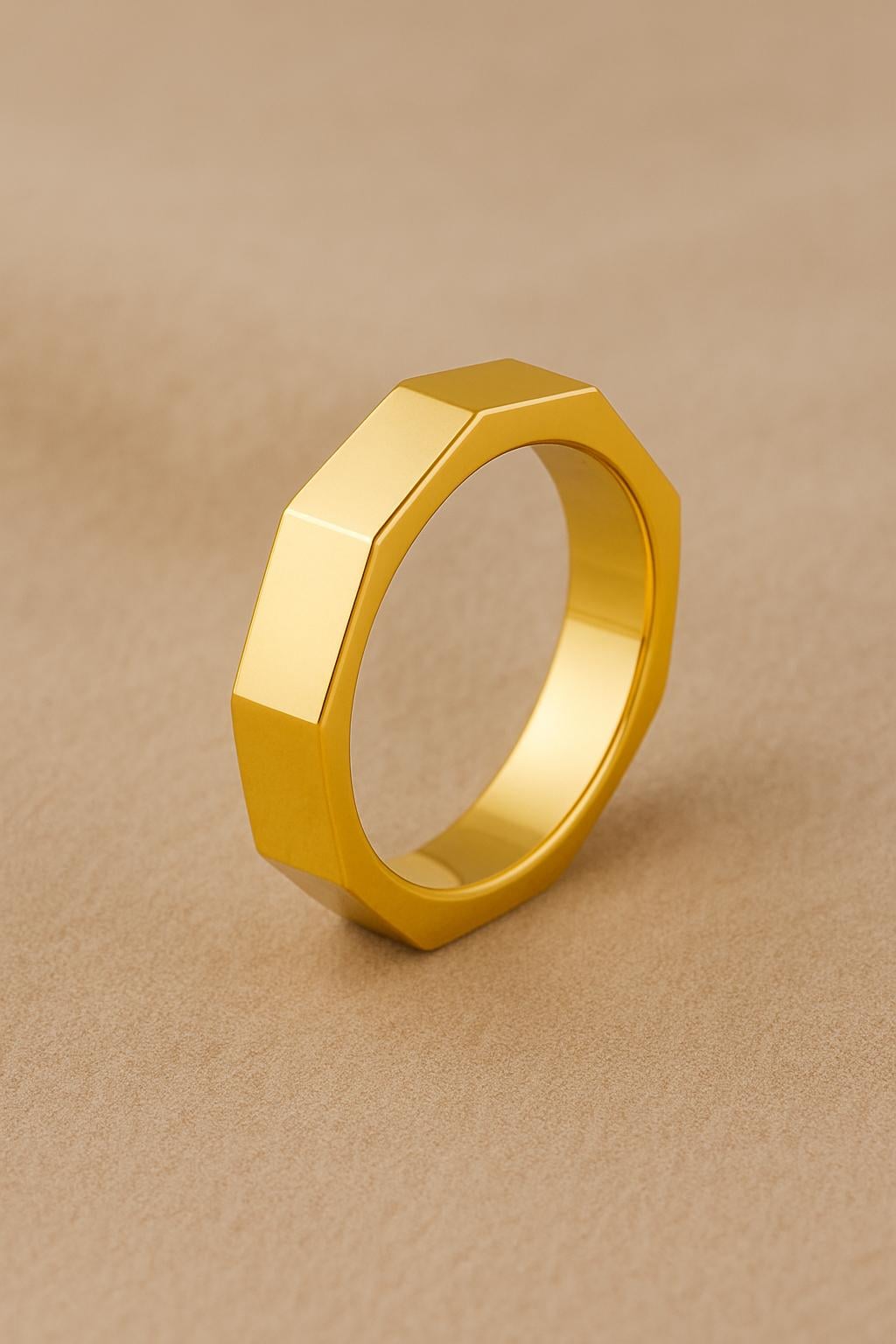 Sterling Silver Hexagon Ring | Geometric Flat Band | Minimalist Modern Unisex Jewelry
