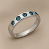 London Blue Topaz Ring | Sterling Silver Flush Set Band | Dainty Modern Unisex Jewelry Gift