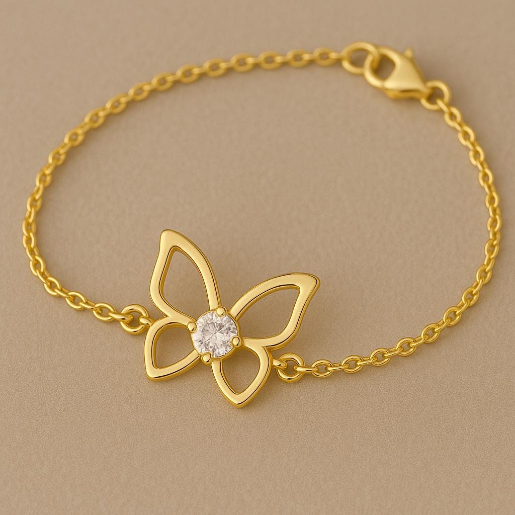 Butterfly Bracelet Silver 925 | Dainty CZ Stone Chain Jewelry for Women