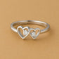 Double Heart Ring Silver 925 | CZ Stone Promise Love Ring for Women