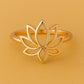 925 Silver Lotus Flower Ring – Minimalist Adjustable Open Band Yoga Jewelry for Women