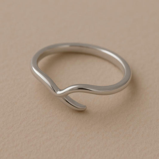 Sterling Silver Wave Ring: Minimalist Adjustable Open Band
