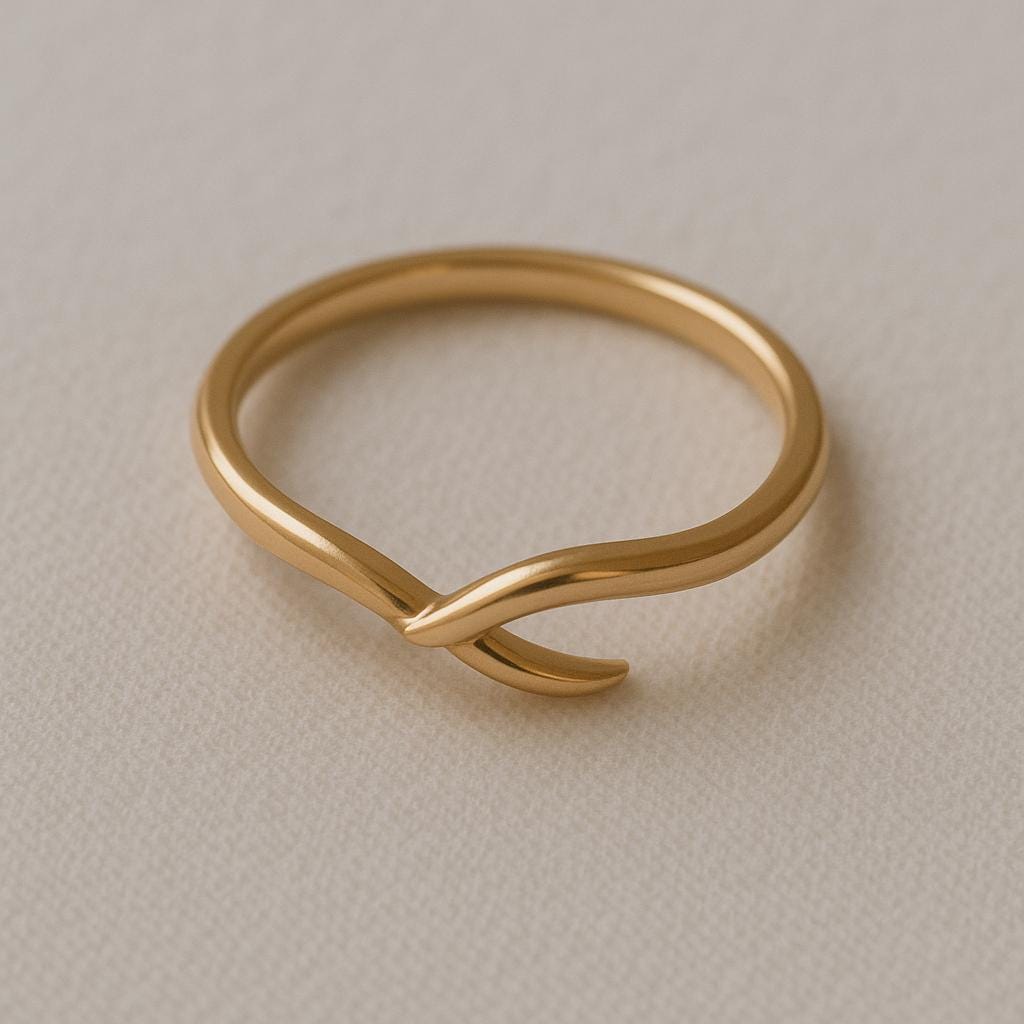 Sterling Silver Wave Ring: Minimalist Adjustable Open Band
