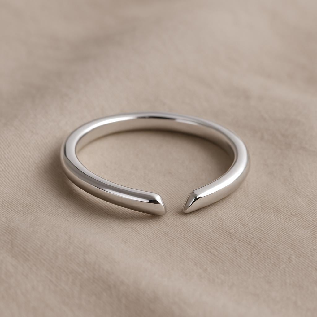 Sterling Silver Open Ring | Minimalist Adjustable Band | Modern Unisex Gift Jewelry