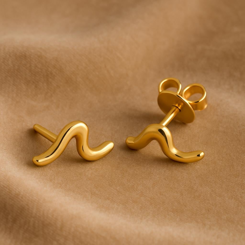 Sterling Silver Wave Stud Earrings: Minimalist Everyday Jewelry