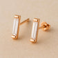 Sterling Silver Baguette CZ Bar Stud Earrings: Dainty Minimalist Jewelry