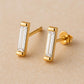 Sterling Silver Baguette CZ Bar Stud Earrings: Dainty Minimalist Jewelry