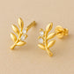 Sterling Silver Leaf CZ Stud Earrings: Dainty Botanical Jewelry