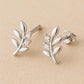 Sterling Silver Leaf CZ Stud Earrings: Dainty Botanical Jewelry