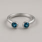 Sterling Silver London Blue Topaz Open Ring – Round Cut Bezel Set Adjustable Gift Jewelry