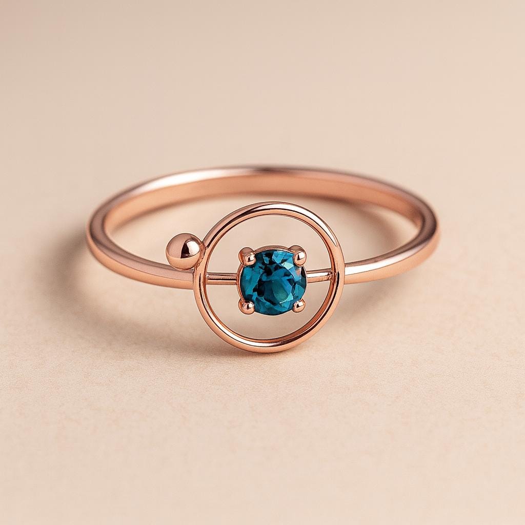 Sterling Silver London Blue Topaz Halo Ring: Modern Prong Set Jewelry