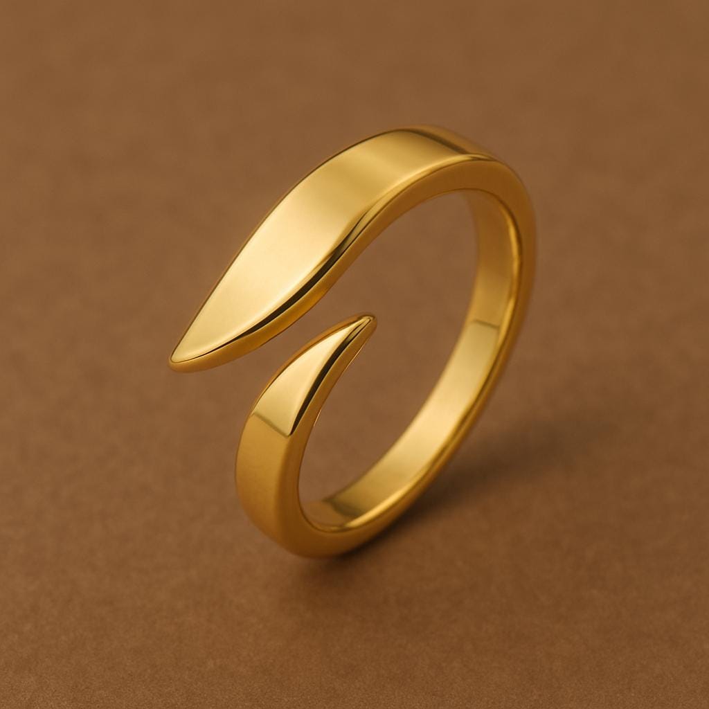Sterling Silver Open Wrap Ring – Adjustable Bypass Shank Modern Minimalist Statement Jewelry