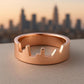 Sterling Silver Skyline Band Ring – Modern Cityscape Cut Out Flat Shank Statement Jewelry