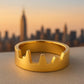 Sterling Silver Skyline Band Ring – Modern Cityscape Cut Out Flat Shank Statement Jewelry