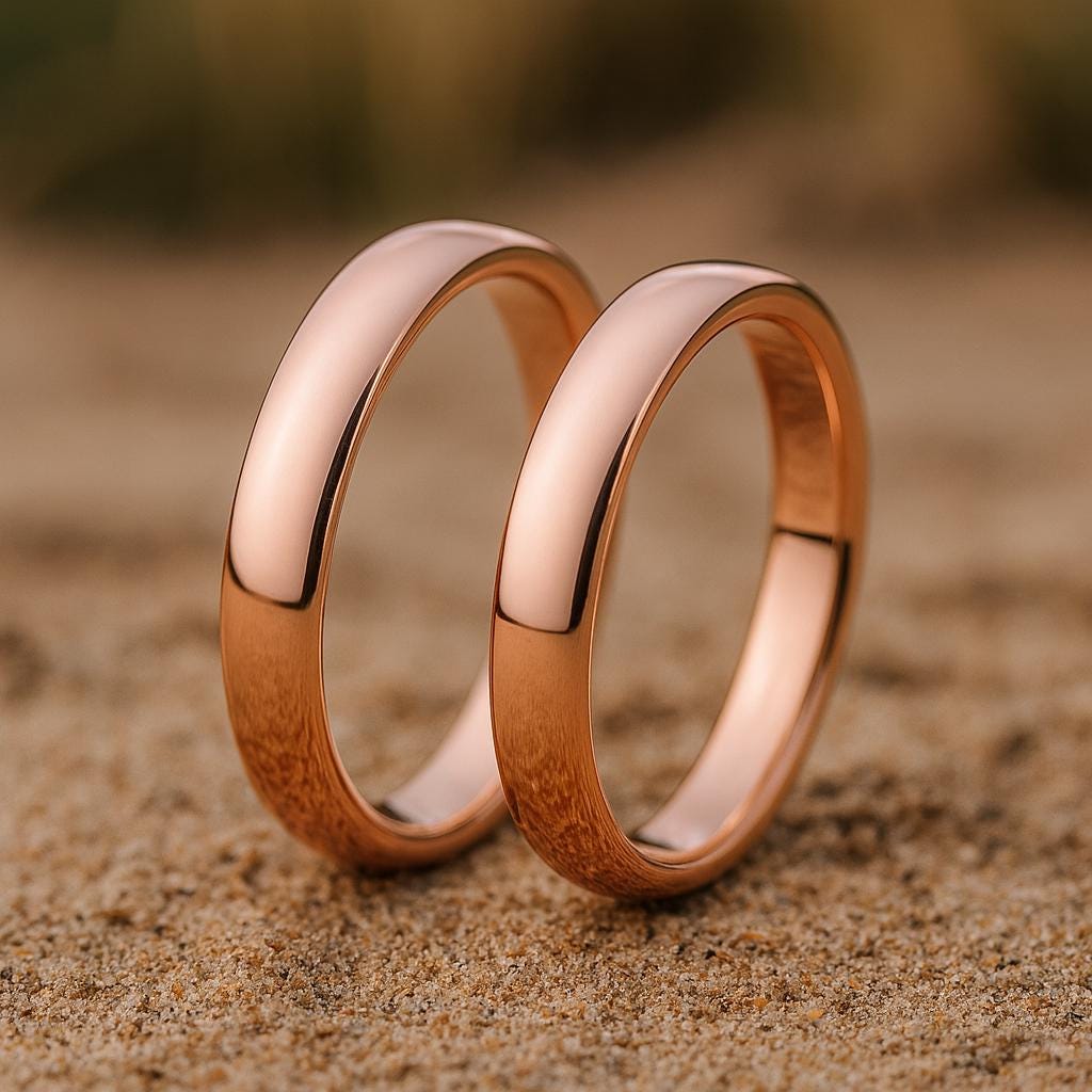 Sterling Silver Matching Wedding Bands: Comfort Fit Polished Rings