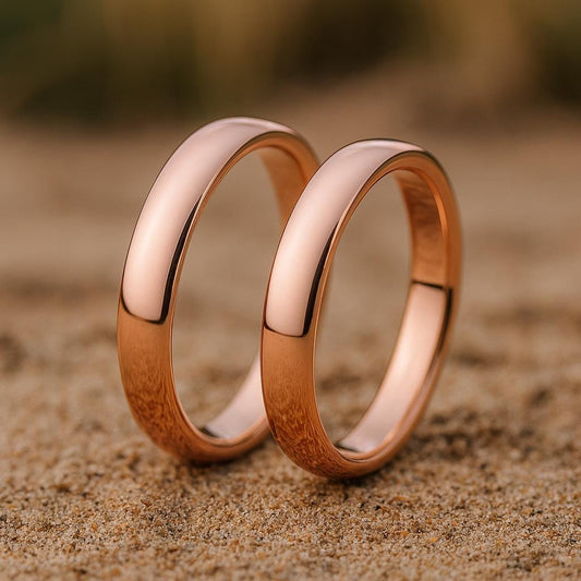 Sterling Silver Matching Wedding Bands: Comfort Fit Polished Rings