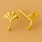 Sterling Silver Ginkgo Leaf Stud Earrings: Botanical Jewelry Gift