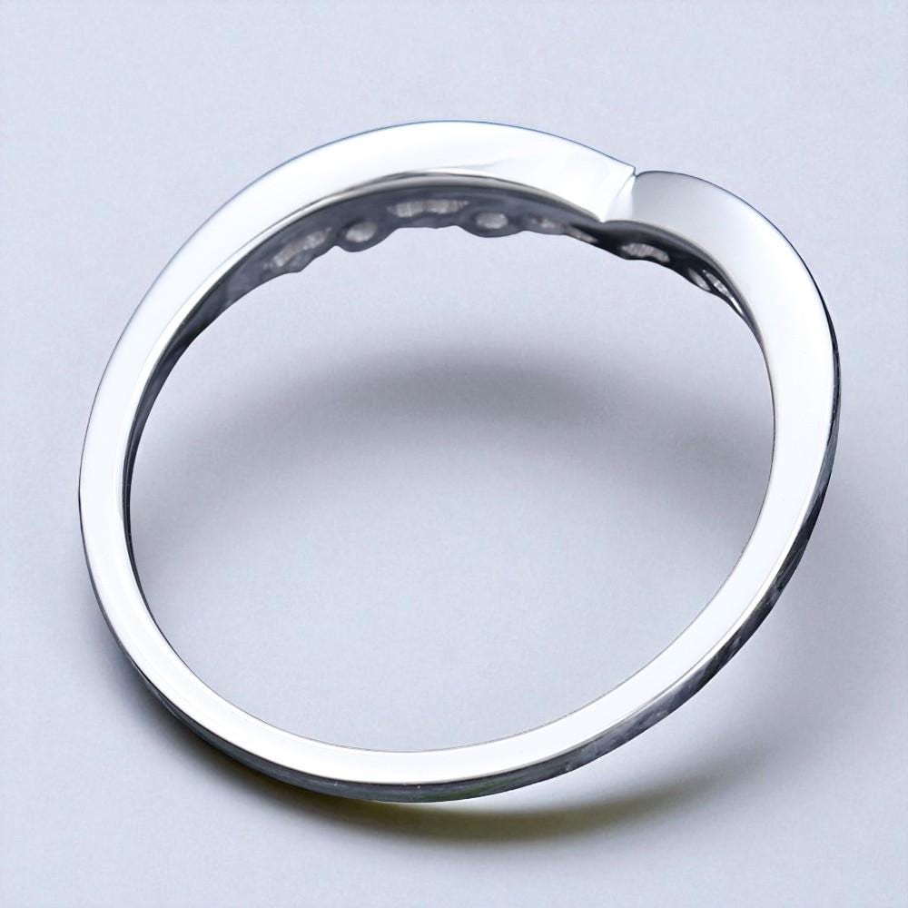 925 Silver V Shaped CZ Band – Dainty Chevron Stacking Wedding Anniversary Promise Ring