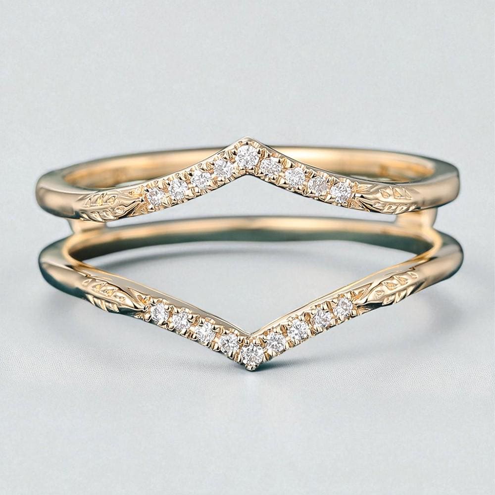 925 Silver Double Chevron CZ Band – Dainty Stacking V Shaped Wedding Anniversary Ring