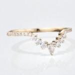 925 Silver V Shaped CZ Ring – Dainty Chevron Stacking Wedding Anniversary Band