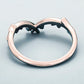 925 Silver  Leaf CZ V Shaped Ring – Dainty Nature Chevron Stacking Wedding Band