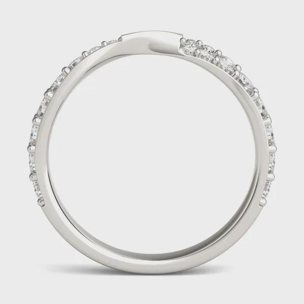 925 Silver CZ Half Eternity Band – Dainty Stacking Wedding Anniversary Promise Ring