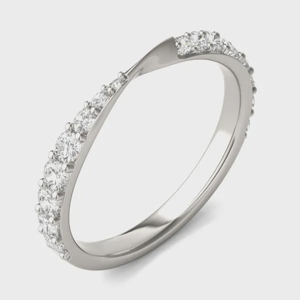 925 Silver CZ Half Eternity Band – Dainty Stacking Wedding Anniversary Promise Ring