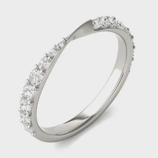 925 Silver CZ Half Eternity Band – Dainty Stacking Wedding Anniversary Promise Ring