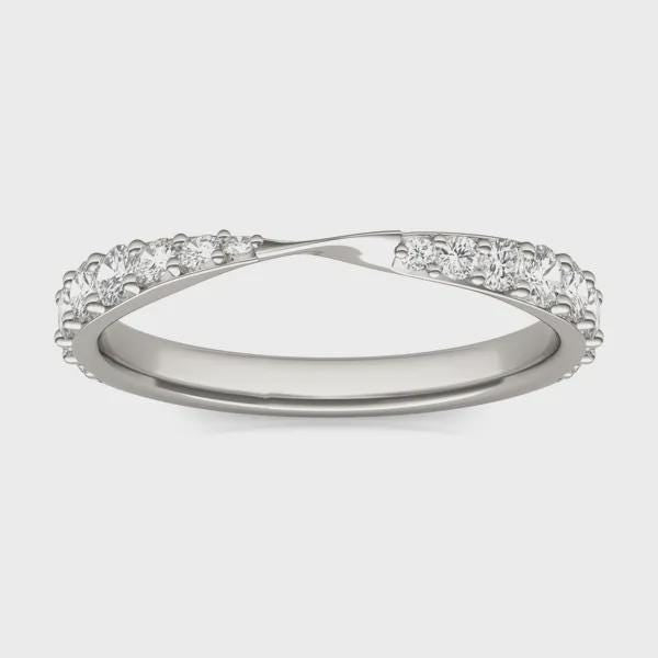 925 Silver CZ Half Eternity Band – Dainty Stacking Wedding Anniversary Promise Ring