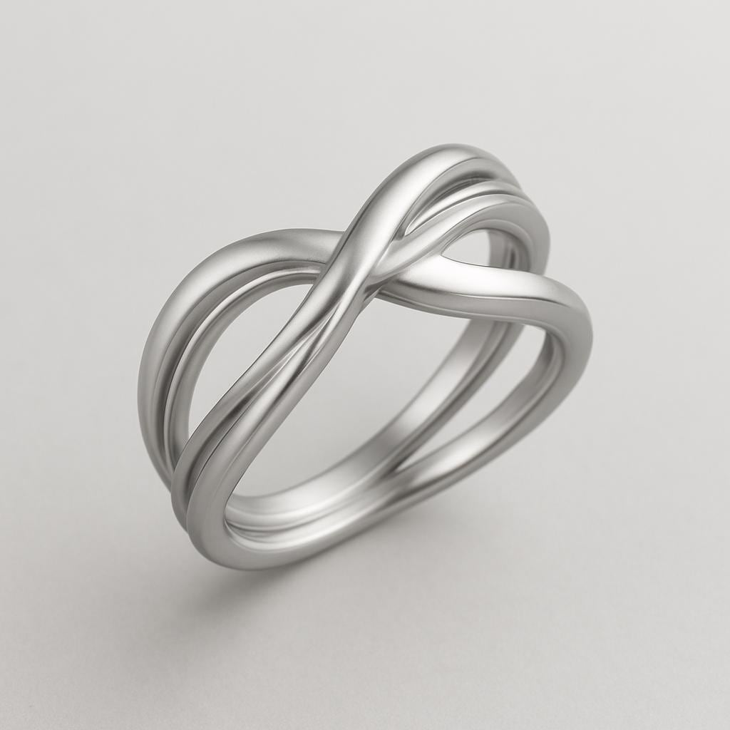 Sterling Silver Twisted Crossover Ring – Infinity Knot Band | Comfort Fit Shank | Modern Minimalist Jewelry