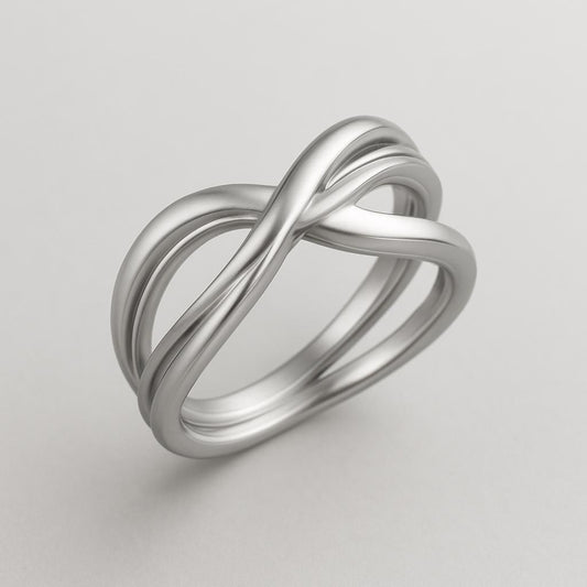Sterling Silver Twisted Crossover Ring – Infinity Knot Band | Comfort Fit Shank | Modern Minimalist Jewelry