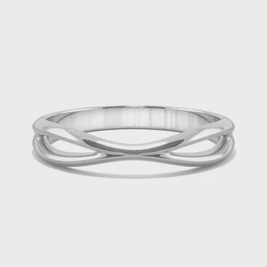 925 Silver Criss Cross Band – Dainty Minimalist Stacking Infinity Wedding Promise Ring