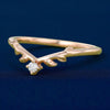 925 Silver  CZ Leaf V Shaped Ring – Dainty Nature Inspired Chevron Stacking Wedding Band