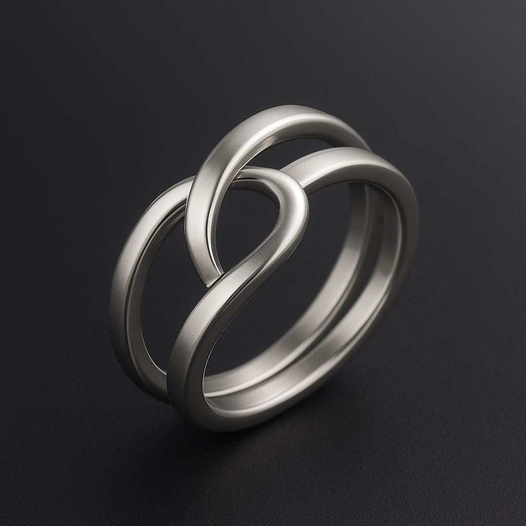 Sterling Silver Interlocking Duo Ring: Modern Minimalist Design