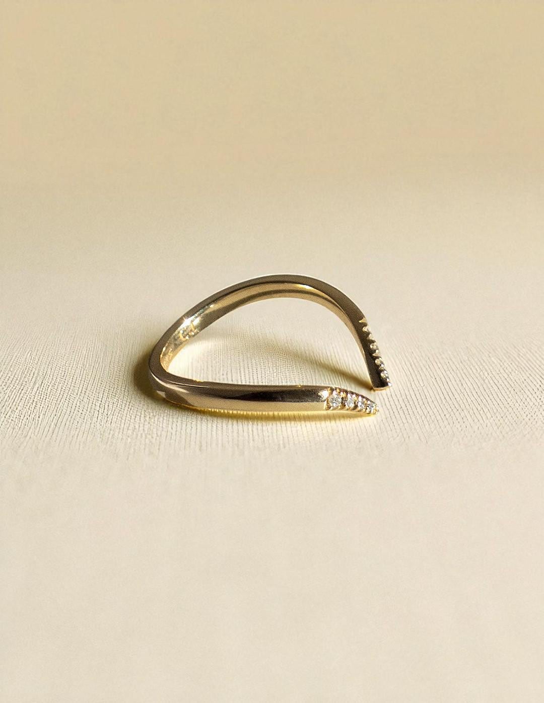 925 Silver Open CZ Ring – Dainty Chevron Stacking Minimalist Wedding Anniversary Band