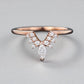 925 Silver  Marquise CZ Chevron Ring – Dainty V Shaped Stacking Wedding Anniversary Band