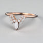 925 Silver  Marquise CZ Chevron Ring – Dainty V Shaped Stacking Wedding Anniversary Band