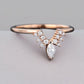925 Silver  Marquise CZ Chevron Ring – Dainty V Shaped Stacking Wedding Anniversary Band