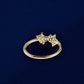 Gold Plated Sterling Silver CZ Cluster Ring, Open Band Stacking Jewelry