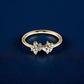 Gold Plated Sterling Silver CZ Cluster Ring, Open Band Stacking Jewelry