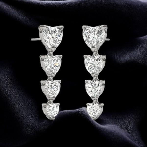 Sterling Silver Heart CZ Dangle Earrings: Romantic Statement Jewelry
