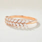 Rose Gold Sterling Silver CZ Leaf Ring - Stackable Band