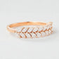 Rose Gold Sterling Silver CZ Leaf Ring - Stackable Band