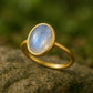 Sterling Silver Moonstone Ring: Oval Cabochon, June Birthstone