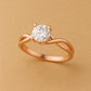 925 Sterling Silver Moissanite Ring - Twisted Band Solitaire Engagement