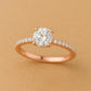 Sterling Silver Round Moissanite Engagement Ring, Pavé Bridal Band
