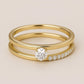 Sterling Silver Moissanite Bridal Ring Set, Pavé Band