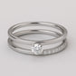 Sterling Silver Moissanite Bridal Ring Set, Pavé Band