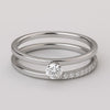 Sterling Silver Moissanite Bridal Ring Set, Pavé Band