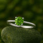 925 Sterling Silver Peridot Ring, Round Cut Solitaire Gemstone Band, August Birthstone Jewelry Gift